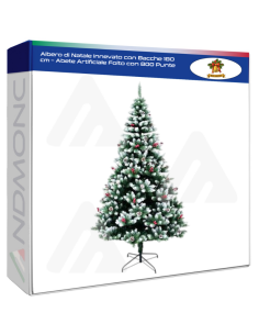 Albero di Natale Innevato con Bacche 180 cm – Abete...