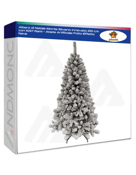 Albero di Natale Monte Silvano Innevato 210 cm con 1037 Rami – Abete Artificiale Folto Effetto Neve