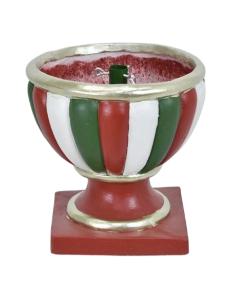 Base Albero di Natale a Calice 32x32x32 cm – Supporto Decorativo Rosso, Verde e Bianco