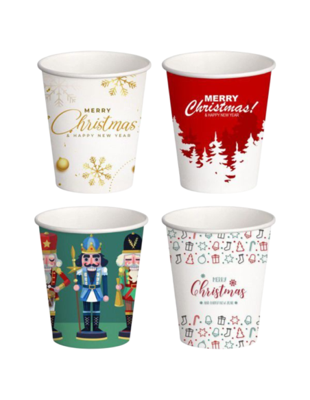Bicchieri Monouso in Carta 75 ml – Confezione da 50 Pz  Design Natalizio per Feste ed Eventi