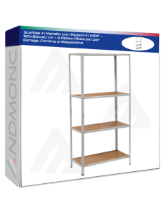 Scaffale in Metallo con Ripiani in MDF – 160x80x40 cm  4...
