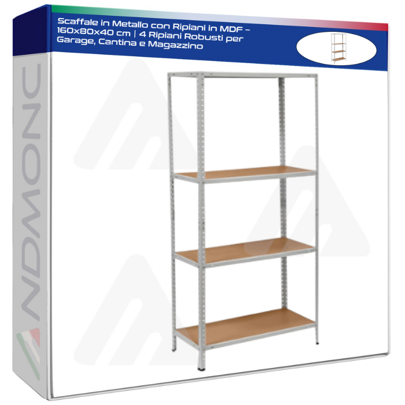 Scaffale in Metallo con Ripiani in MDF –...