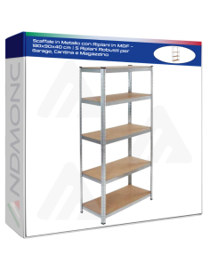 Scaffale in Metallo con Ripiani in MDF – 180x90x40 cm  5...