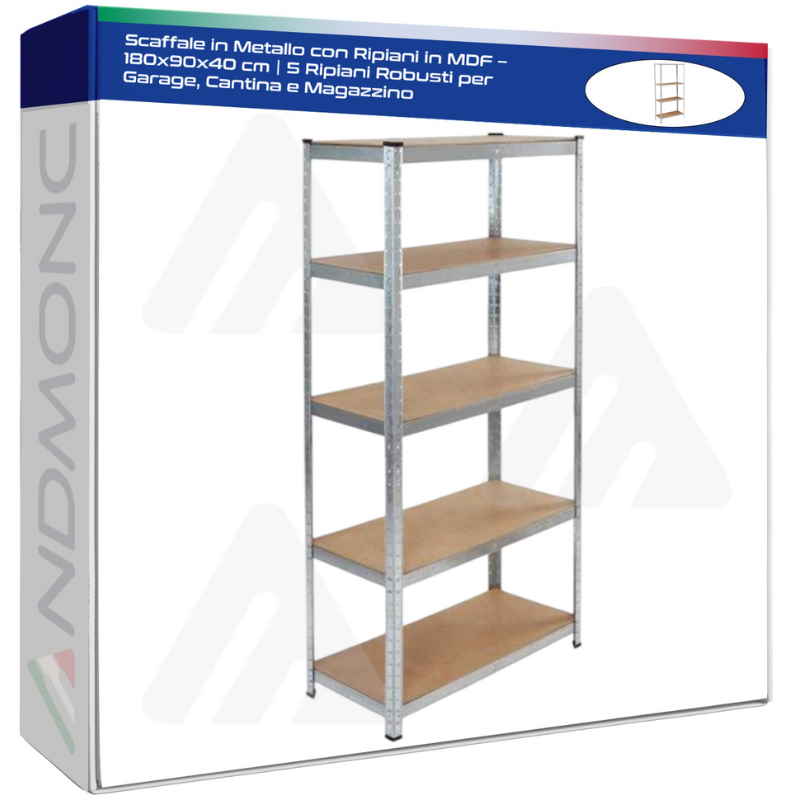 Scaffale in Metallo con Ripiani in MDF –...