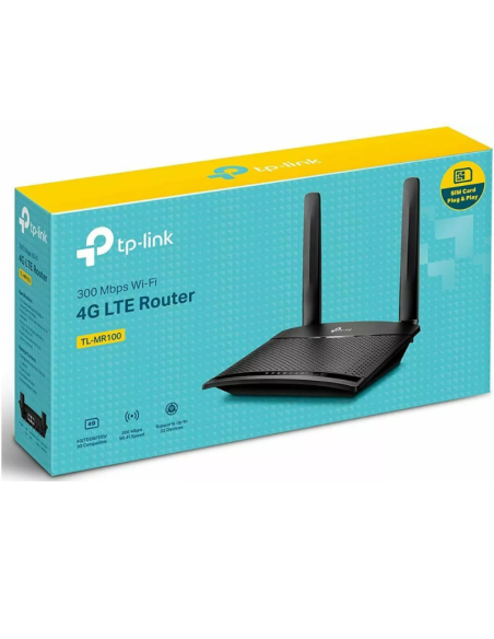 TP-Link TL-MR100 Router 4G LTE – Wi-Fi 300 Mbps con Slot SIM, Antenne Potenziate e Installazione Rapida