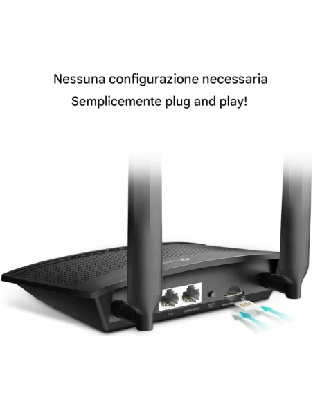 TP-Link TL-MR100 Router 4G LTE – Wi-Fi 300 Mbps con Slot SIM, Antenne Potenziate e Installazione Rapida