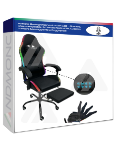 Poltrona Gaming Reclinabile con LED e Supporto Lombare,...