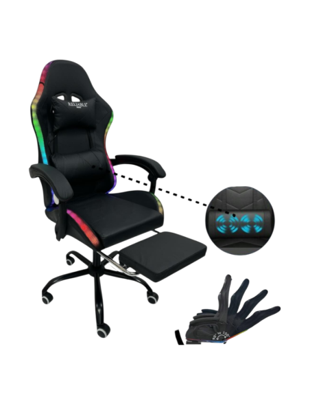 Poltrona Gaming Reclinabile con LED e Supporto Lombare, sedia gaming