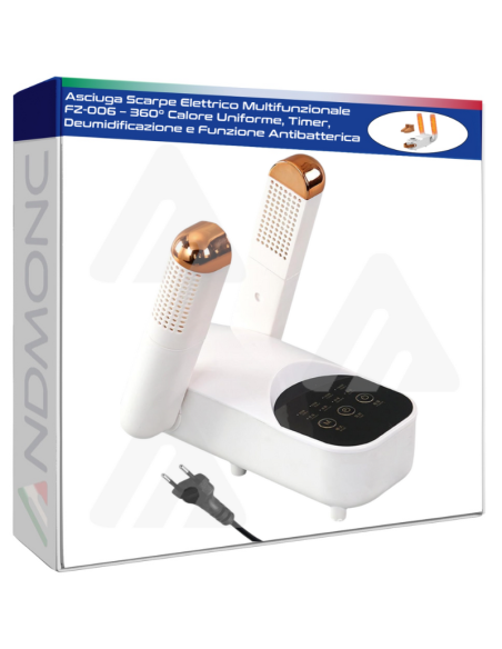 Asciuga Scarpe Elettrico Multifunzionale FZ-006 – 360° Calore Uniforme, Timer, Deumidificazione e Funzione Antibatterica
