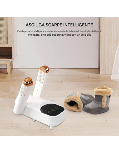 Asciuga Scarpe Elettrico Multifunzionale FZ-006 – 360° Calore Uniforme, Timer, Deumidificazione e Funzione Antibatterica