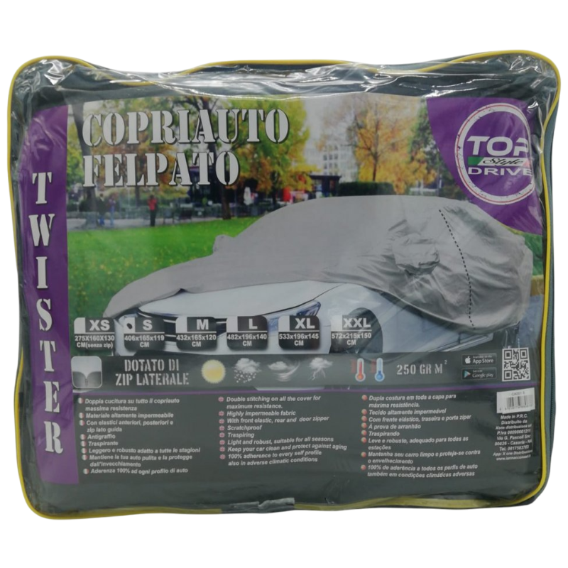 Telo copri auto felpato con ZIP