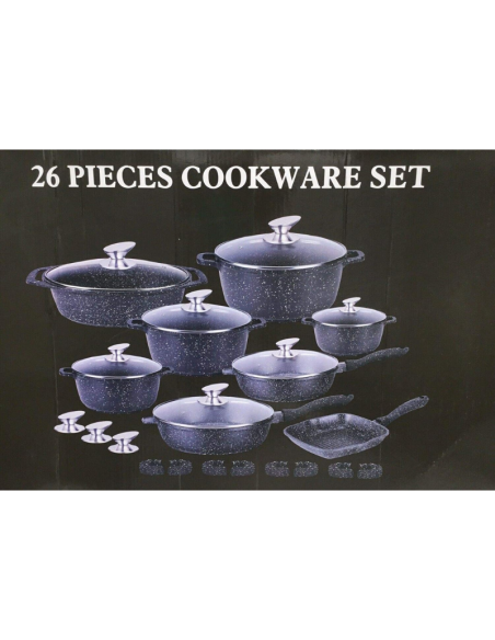 Bavaria Batteria di Pentole 26 Pezzi A861 in Pietra Lavica