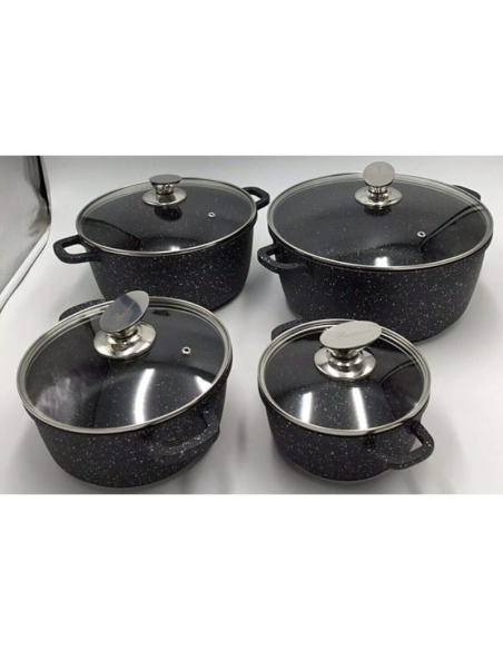 Bavaria Batteria Pentole e Padelle 20 Pezzi in Pietra Lavica Biologica