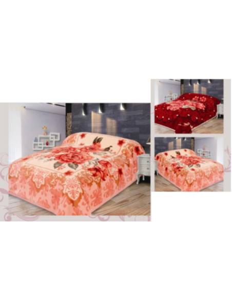 Coperta Spagnola Double Face 3,5 kg Matrimoniale 220×240 cm – Morbida, Calda e Stampata | Assortita in Fantasie Floreali