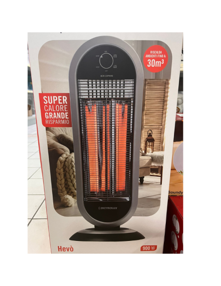 Stufa a Carbonio 900W con Base Oscillante – Radiatore Elettrico Basso Consumo, 2 Livelli di Potenza