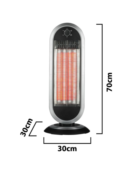 Stufa a Carbonio 900W con Base Oscillante – Radiatore Elettrico Basso Consumo, 2 Livelli di Potenza