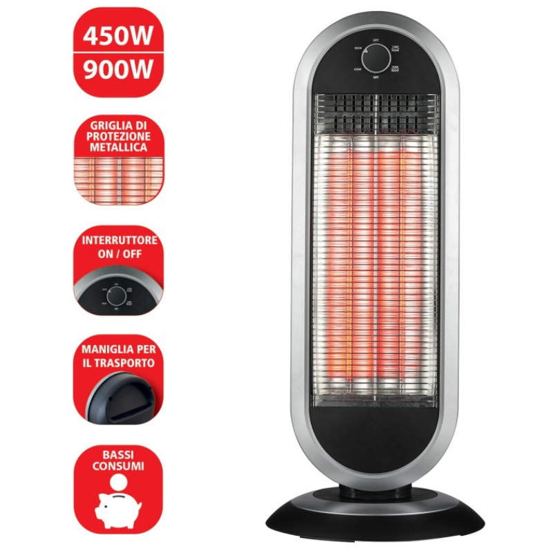 Stufa a Carbonio 900W con Base Oscillante –...