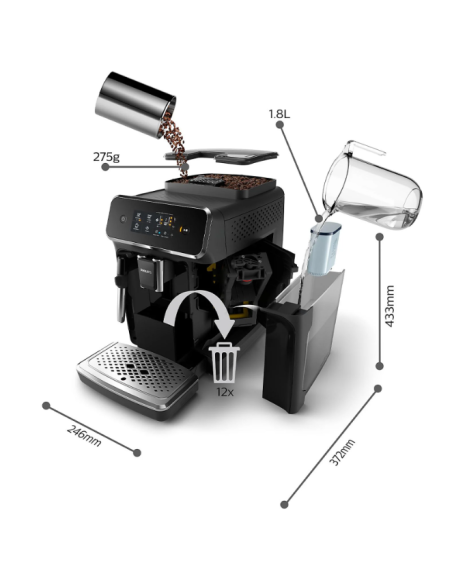 PHILIPS Series 2200 EP2224/40 MACCHINA CAFFÉ AUTOMATICA, Nero, Grigio/cashmere