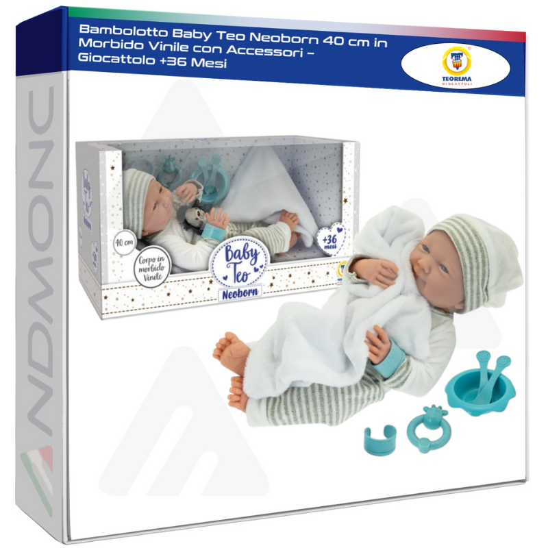Bambolotto Baby Teo Neoborn 40 cm in Morbido...