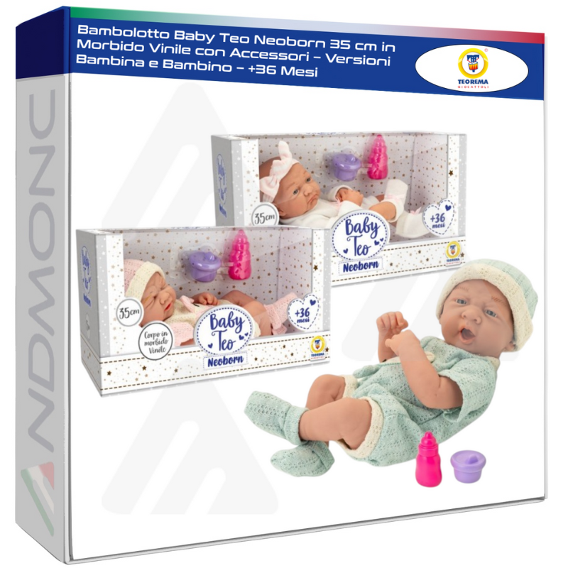 Bambolotto Baby Teo Neoborn 35 cm in Morbido...