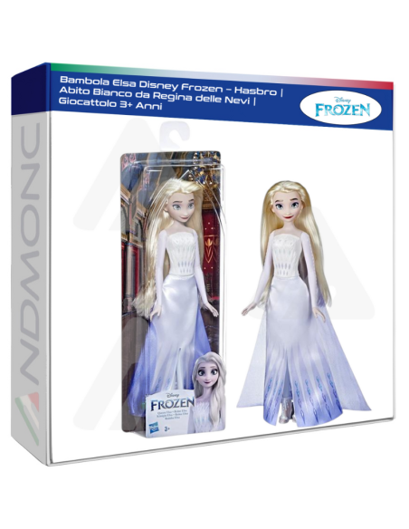 Bambola Elsa Disney Frozen – Hasbro  Abito Bianco da Regina delle Nevi  Giocattolo 3+ Anni