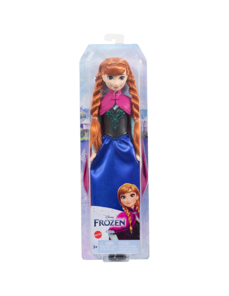 Bambola Anna Disney Frozen – Mattel  Outfit Classico con Mantella Fucsia  Giocattolo 3+ Anni
