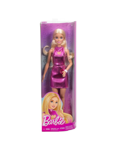 Barbie Fashionistas – Bambola con Abito Rosa Brillante e Capelli Biondi