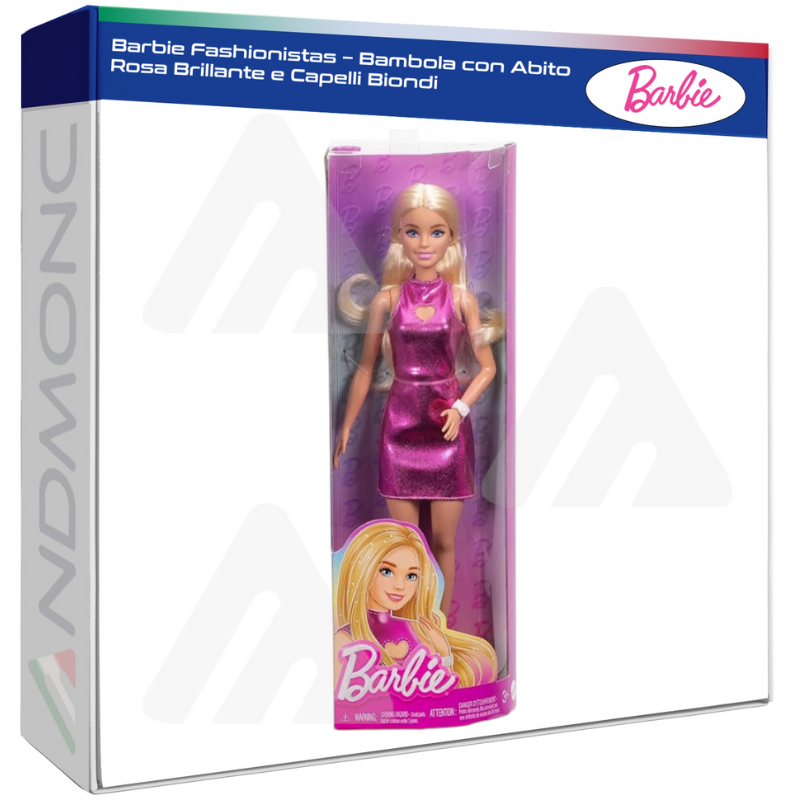 Barbie Fashionistas – Bambola con Abito Rosa...