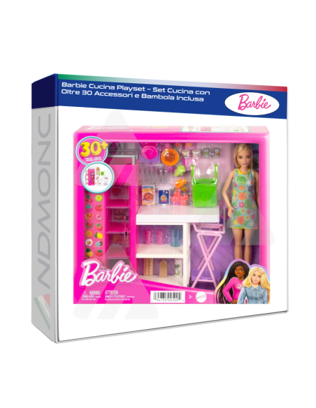Barbie Cucina Playset – Set Cucina con Oltre 30 Accessori e Bambola Inclusa