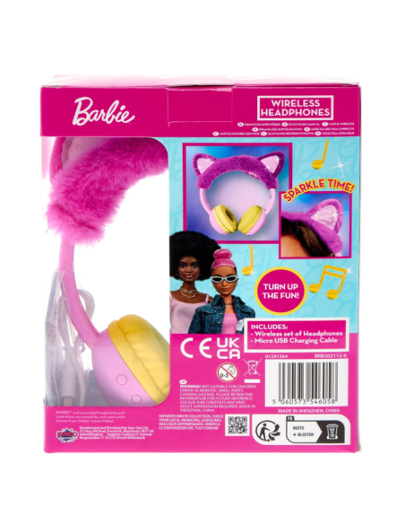 Barbie Cuffie Wireless per Bambini – Cuffie Morbide con Orecchie da Gatto e Volume Sicuro