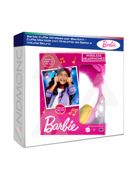 Barbie Cuffie Wireless per Bambini – Cuffie Morbide con Orecchie da Gatto e Volume Sicuro