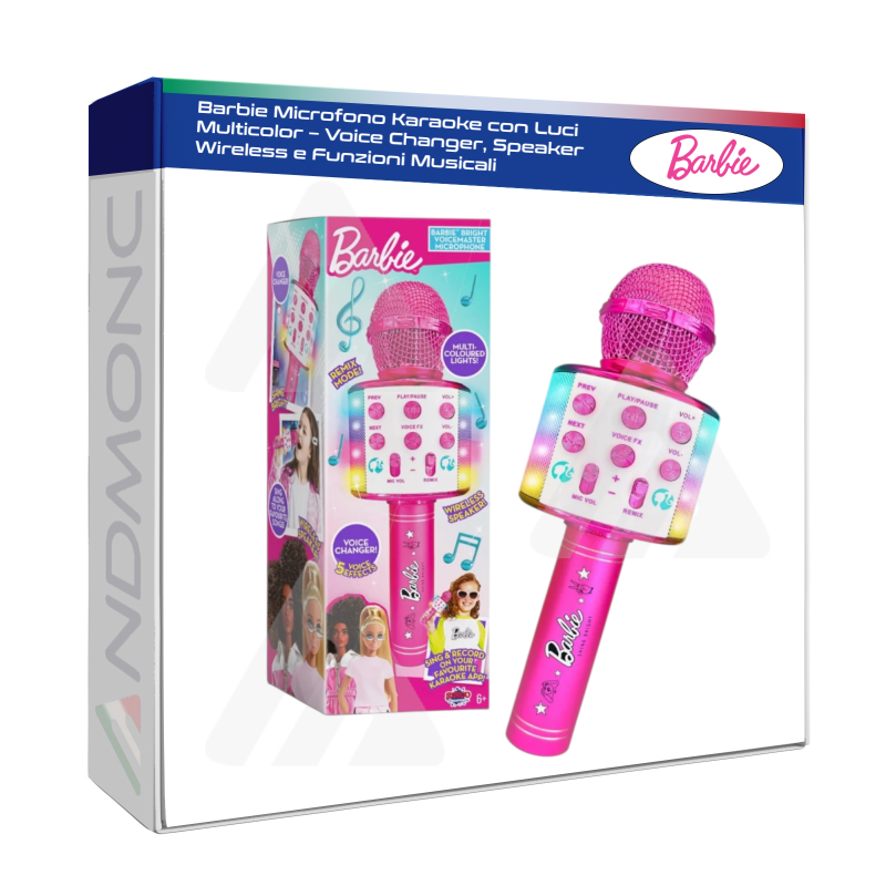 Barbie Microfono Karaoke con Luci Multicolor –...