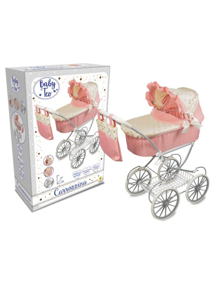 Baby Teo Carrozzina per Bambole – Telaio in Metallo, Borsa Portaccessori, Altezza 89 cm