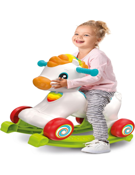 Clementoni Baby Tito il Cavallito 3 in 1 – Cavallo Interattivo Cavalcabile, Dondolo e Activity Center (12–36 mesi)