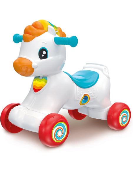 Clementoni Baby Tito il Cavallito 3 in 1 – Cavallo Interattivo Cavalcabile, Dondolo e Activity Center (12–36 mesi)