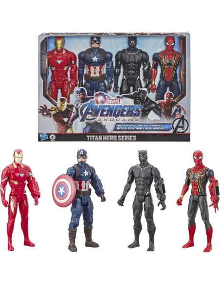 Set Action Figures Marvel Avengers Endgame – Titan Hero Series 30 cm | Iron Man, Captain America, Black Panther, Iron Spider