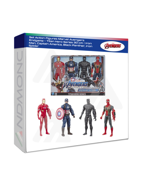 Set Action Figures Marvel Avengers Endgame – Titan Hero Series 30 cm | Iron Man, Captain America, Black Panther, Iron Spider