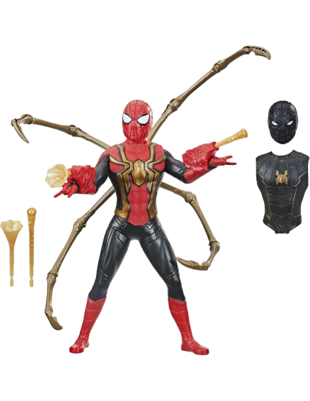 Spider-Man 3-in-1 Action Figure 30 cm con Accessori Web Gear  Marvel Studios  Maschere Intercambiabili e Braccia Meccaniche