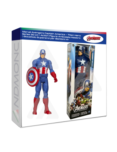 Marvel Avengers Captain America – Titan Hero Series 30 cm  Action Figure Articolata Hasbro  Giocattolo Supereroi per Bambini 4+