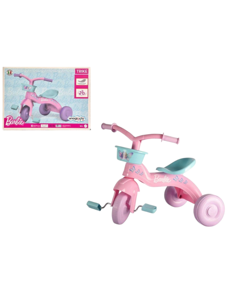 Triciclo Barbie Rosa per Bambine  Trike con Pedali e Cestino Anteriore  Giocattolo Primi Passi 1–3 Anni  Unogiochi
