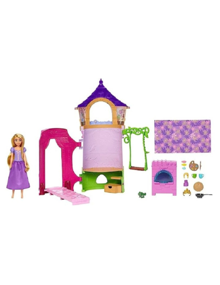 Disney Princess Rapunzel – Torre Magica Playset con Bambola e 15 Accessori  Casa delle Bambole con Scivolo e Altalena