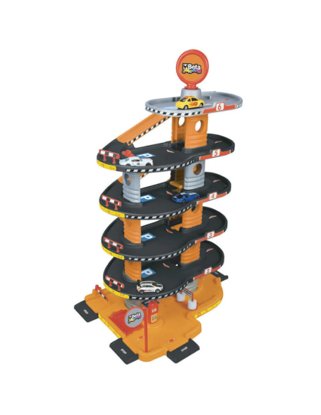 Super Garage 6 Livelli Beta Junior  Parcheggio Giocattolo con Rampe, Ascensore e Autolavaggio  2 Auto Incluse