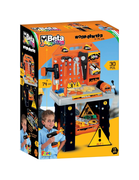 Banco da Lavoro Beta Junior Work Center 74 cm  Set Attrezzi 30 Pezzi  Officina per Bambini 3+  Giocattolo Made in Italy