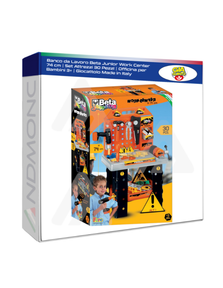 Banco da Lavoro Beta Junior Work Center 74 cm  Set Attrezzi 30 Pezzi  Officina per Bambini 3+  Giocattolo Made in Italy