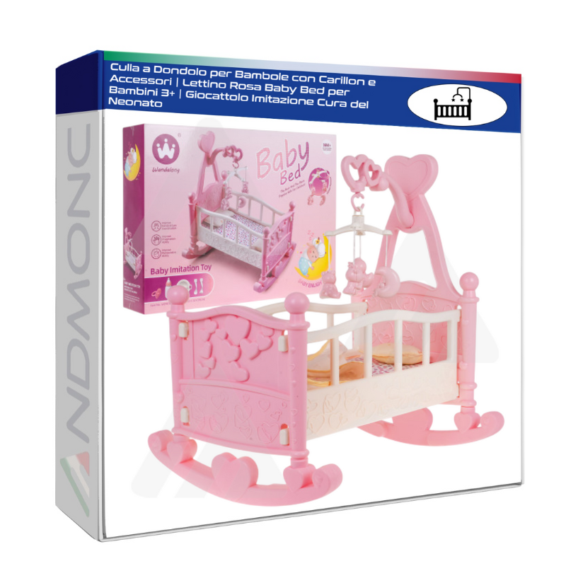 Culla a Dondolo per Bambole con Carillon e...