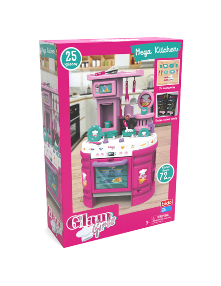 Cucina Giocattolo Mega Kitchen Glam Girls 72 cm  Set con 25 Accessori