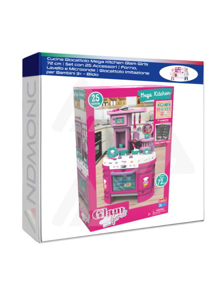 Cucina Giocattolo Mega Kitchen Glam Girls 72 cm  Set con 25 Accessori