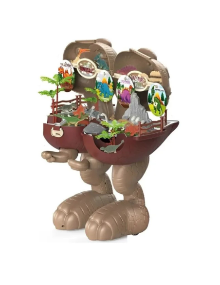 Dino World Playset con Dinosauro Gigante Apribile  Mondo dei Dinosauri con Accessori e Scenari  Giocattolo per Bambini 3+