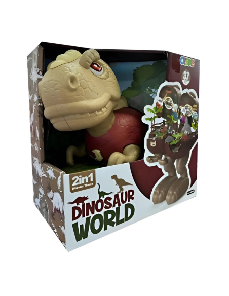 Dino World Playset con Dinosauro Gigante Apribile  Mondo dei Dinosauri con Accessori e Scenari  Giocattolo per Bambini 3+
