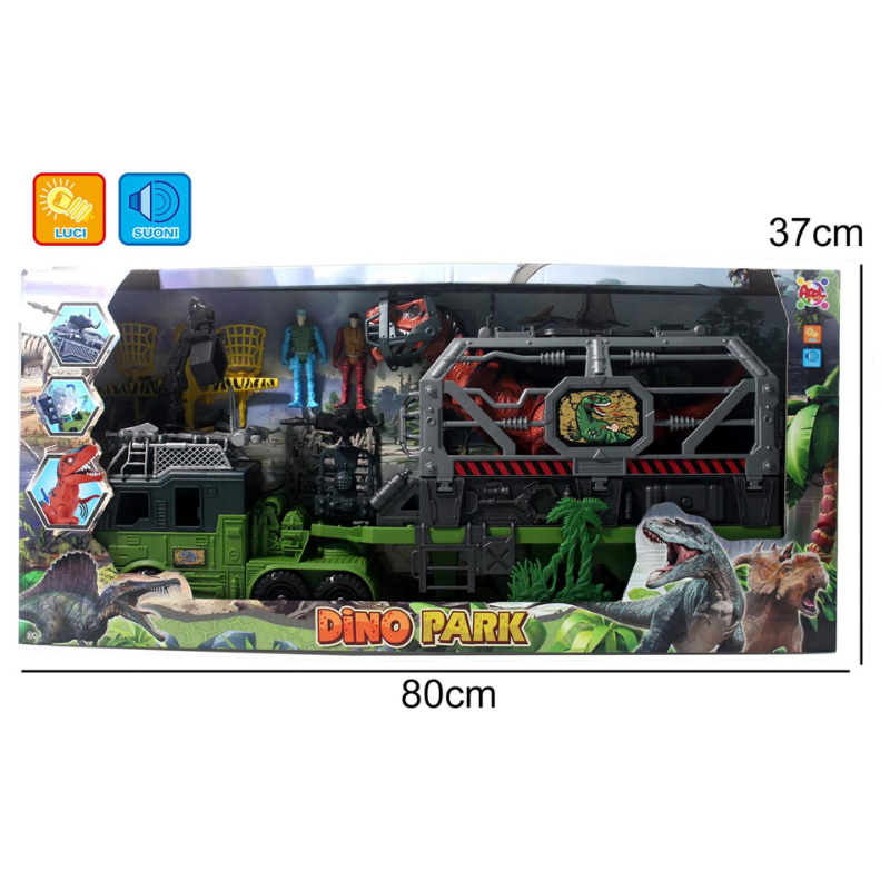 Dino Park Camion Trasporto Dinosauri con Luci e...
